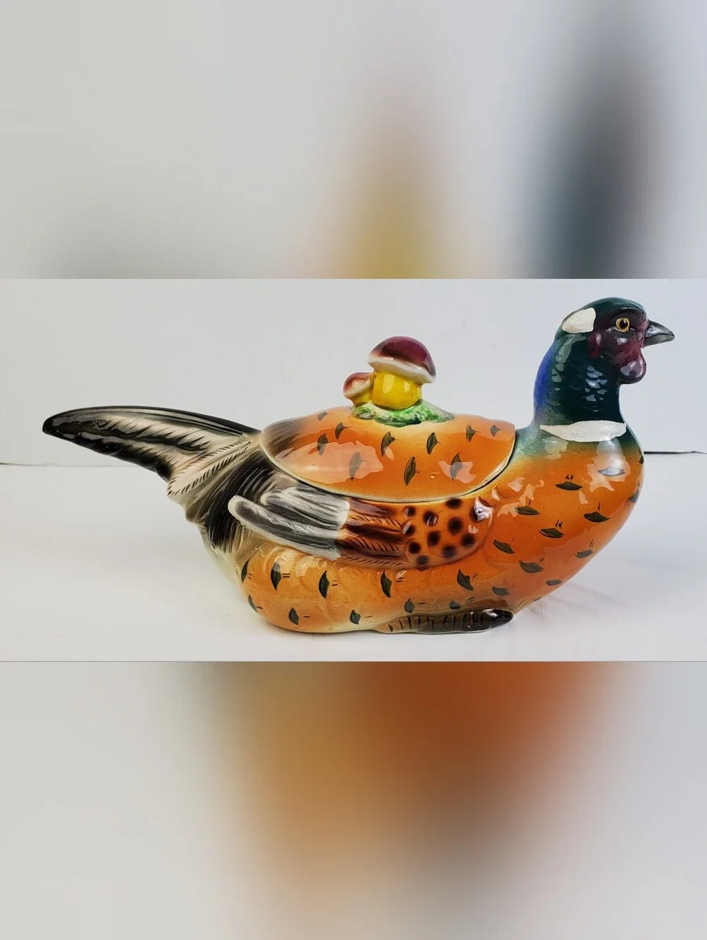 Morikin Japan VTG MCM Pheasant Tureen Cookie Biscuit Figure Jar SEE PHOTOS - GUC